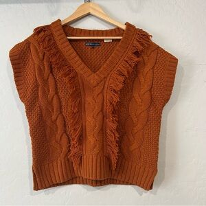 Levi’s Made & Crafted Sweater Vest Fall Orange Rust Cable Knit Wool Medium